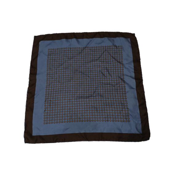 Vntg Silk Men's Pocket Scarf Hand Rolled Blue Black Geo Italy Suit Jacket Fancy - Picture 2 of 12